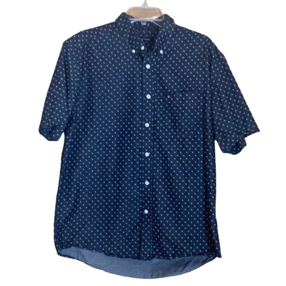 Tommy Hilfiger Other - Tommy Hilfiger dark blue print short sleeve shirt Size Large